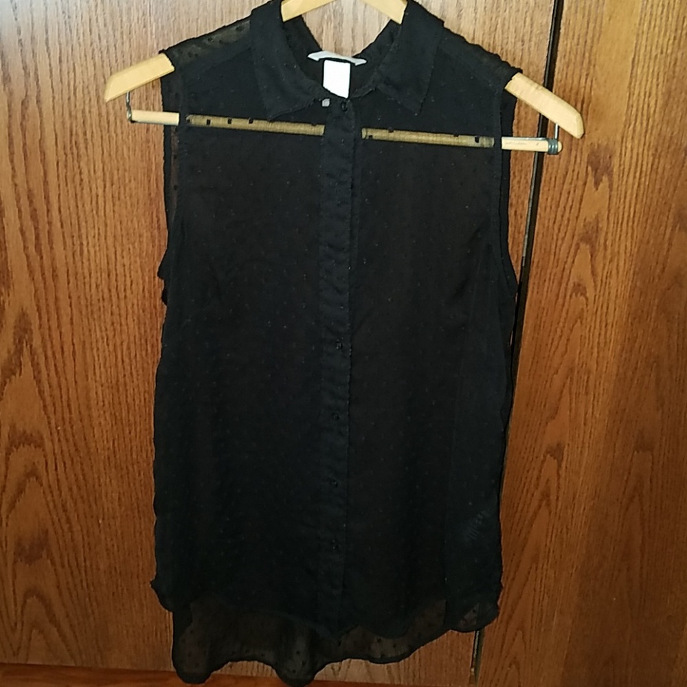Black Sheer Collared Tank